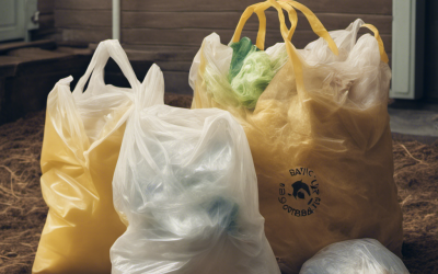 How do reusable and compostable bags impact recycling?